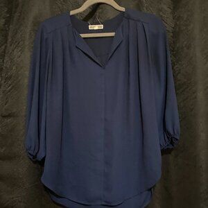 Long Sleeve Navy Blouse